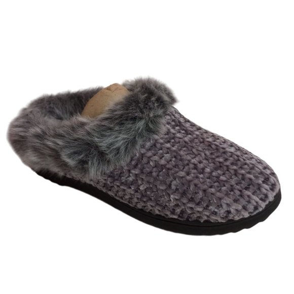 Dearfoam fur lined bedroom slippers slides knit non-slip - Picture 1 of 4